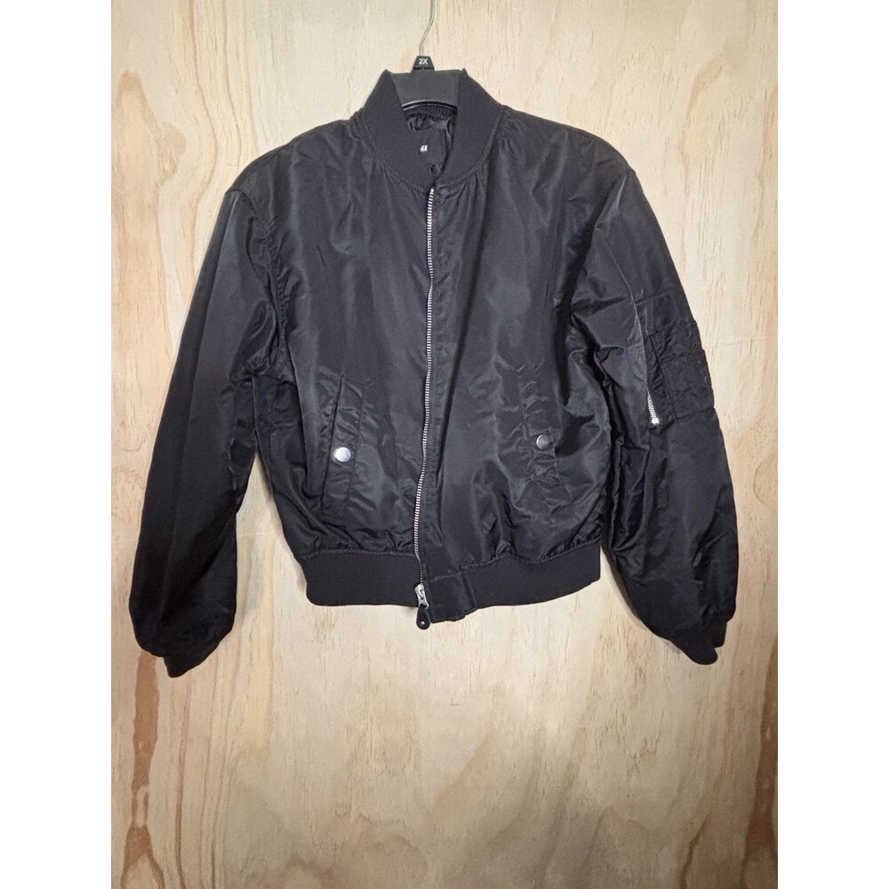 H&M Divided Black Bomber Jckt Small Zipper Gunmetal Hardware